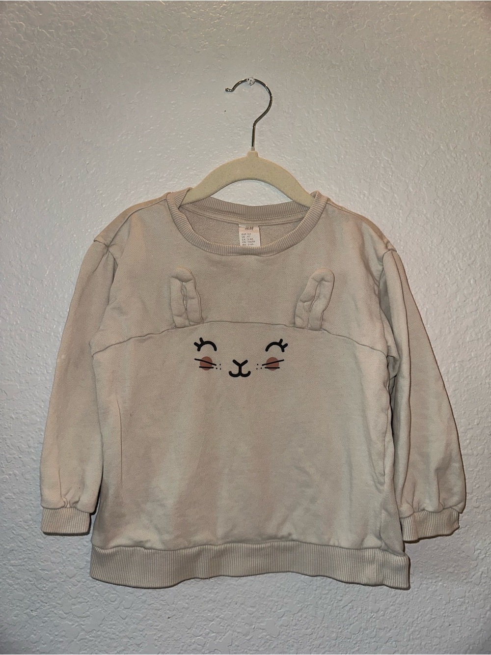 H&M // Kids Cream Bunny Face Sweatshirt - Cream
